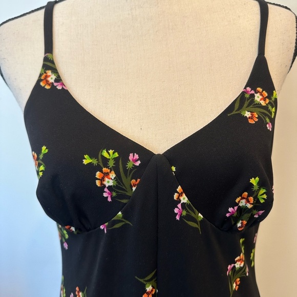 Caron International  floral dress and jacket set VTG 70s EUC SZL black maxi - Picture 5 of 11
